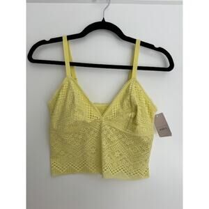 Auden Women's Bralette Top M Lined Lemon Yellow NWT Adjustable Straps